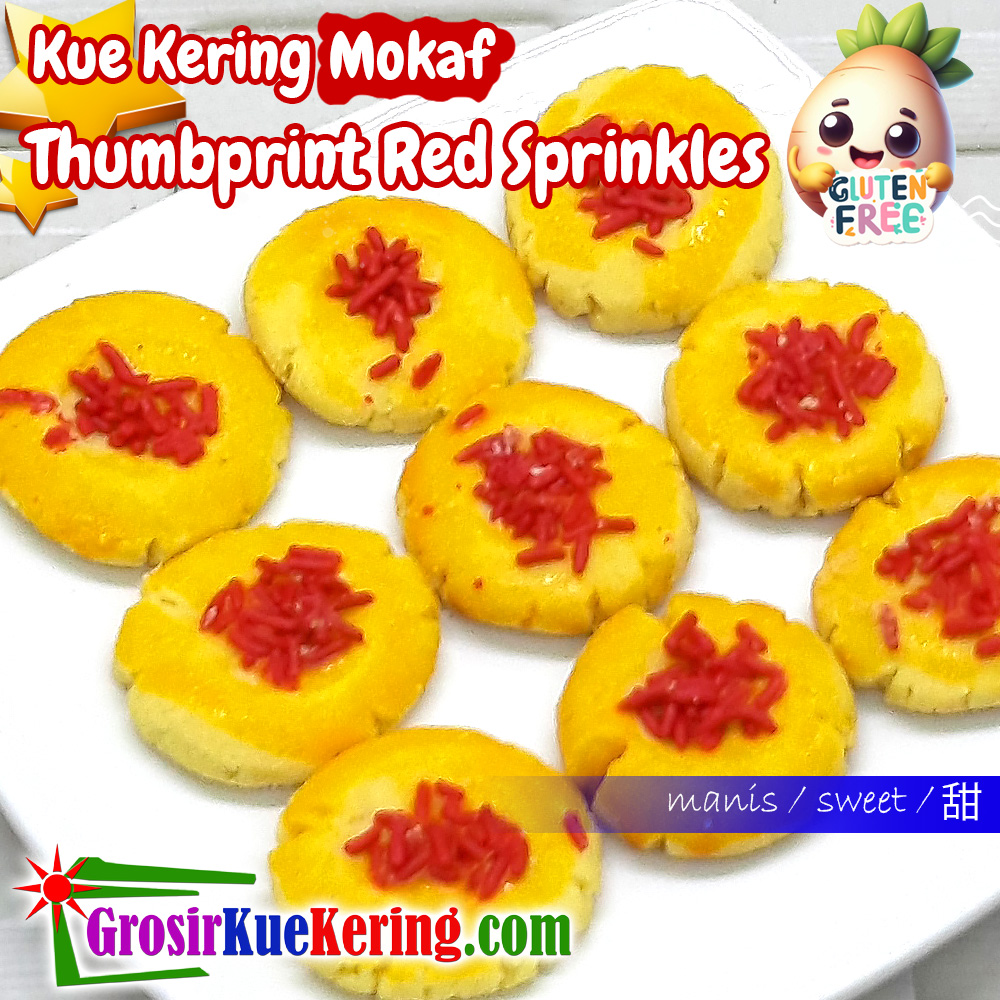 Kue Mokaf Thumbprint Red Sprinkles