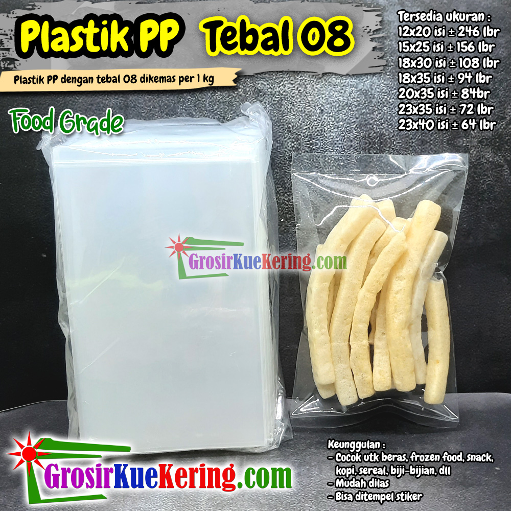 Plastik 23x35 cm tebal 08 (1 kg isi +- 72 lbr)