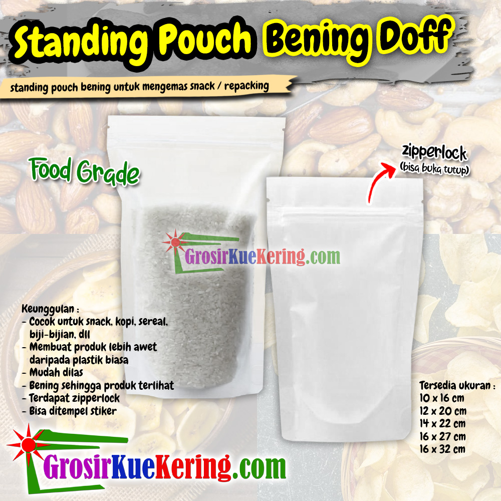 Standing Pouch Bening Doff Zip 16x27cm (100pcs)