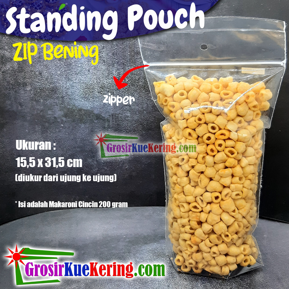 Standing Pouch Zip 15,5x31,5cm Bening (100pcs)
