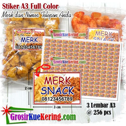 Stiker A3 + Desain Standar (Full Color @2x3cm) - 3 pcs