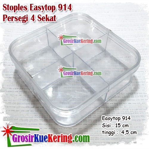 Stoples Easytop 914 Persegi 4 Sekat (sisi:15 ; tinggi:4,5cm)