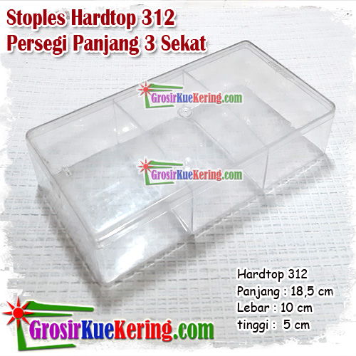Stoples Hardtop 312 Persegi Panjang 3 Sekat (pxlxt:18,5x10x5)